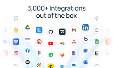 An illustration highlighting the integration capabilities of the AI agents with over 3,000 apps.