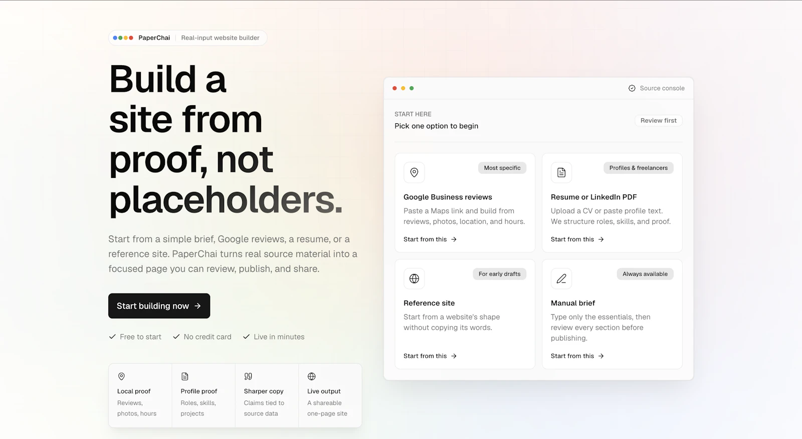 PaperChai — Your site, generated from AI screenshot 1