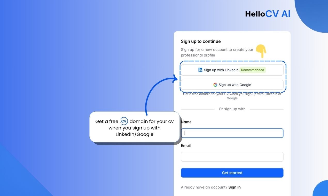 Media Hellocv ai - Tapak CV/Resume Gaya dengan AI pada domain .cv percuma 4