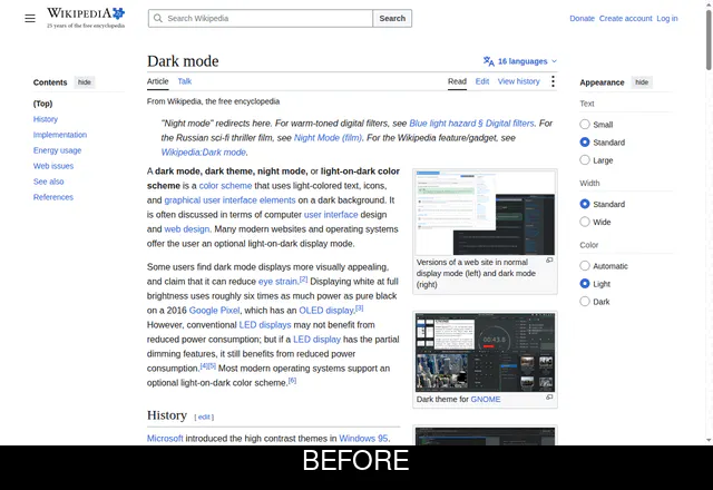 Blackout — dark mode for any website gallery image