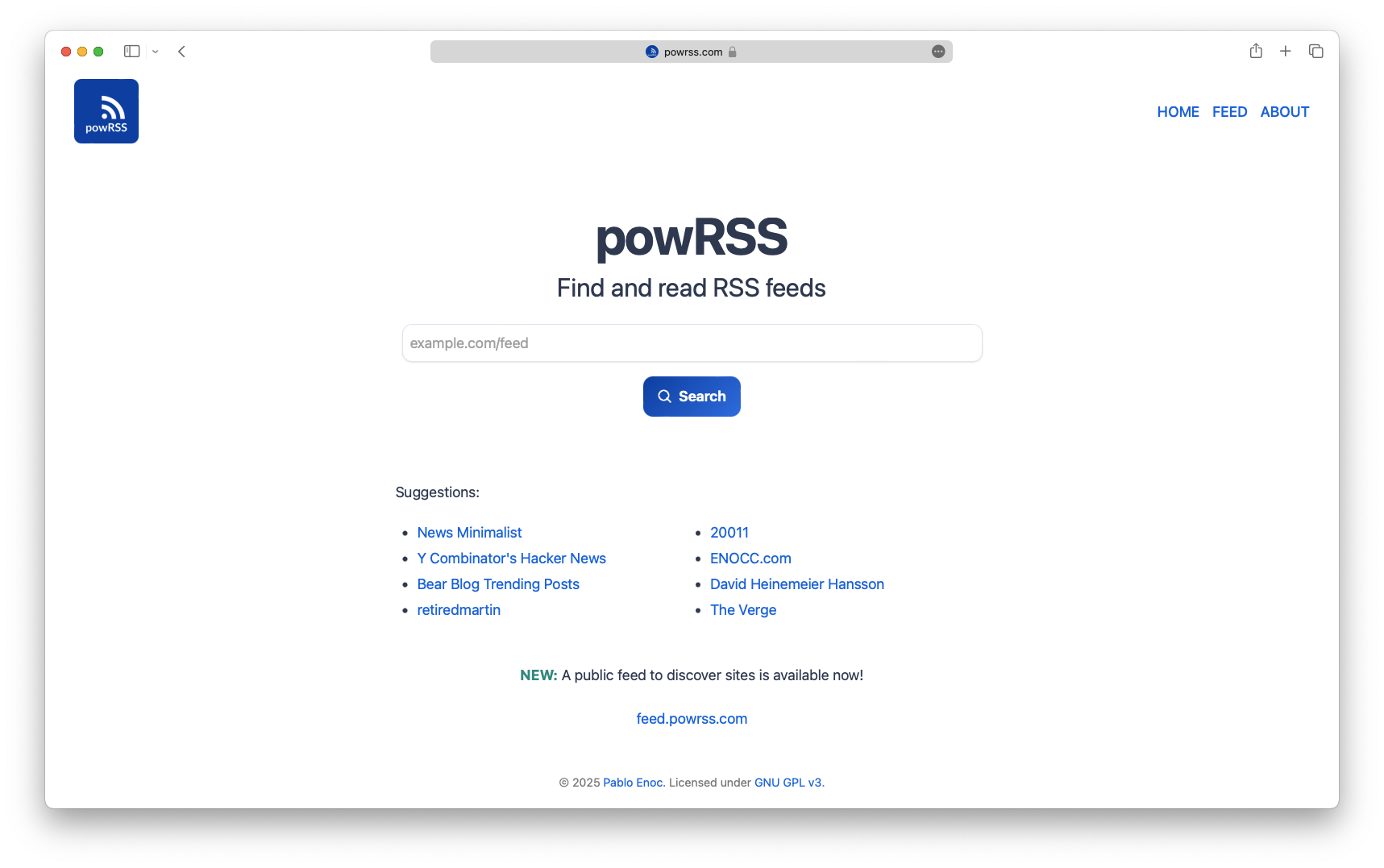 powrss - 독립적 인 웹을위한 공개 RSS 피드 어 그리 게이터 미디어 3