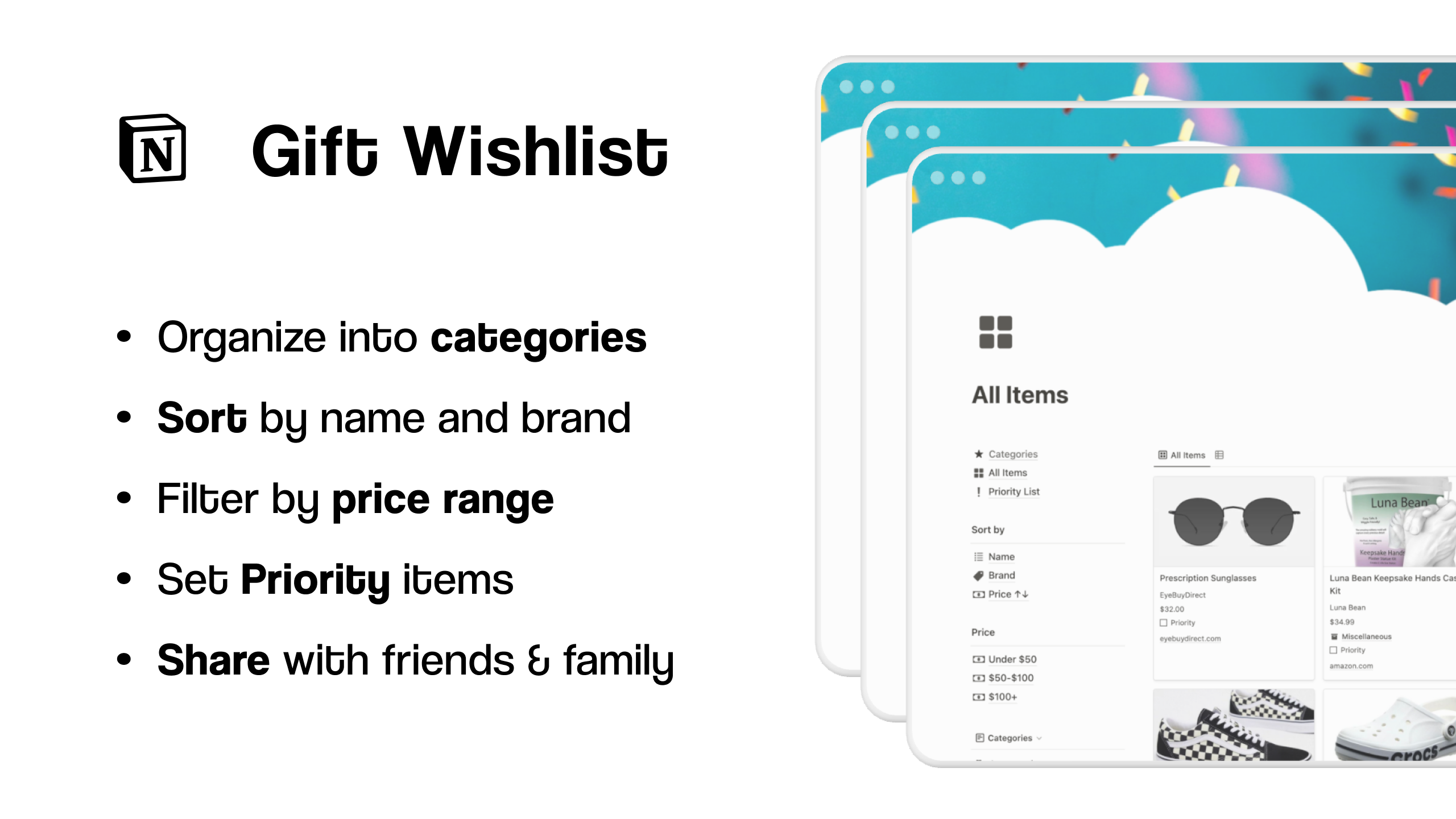 Gift Wishlist (Notion Template) gallery image