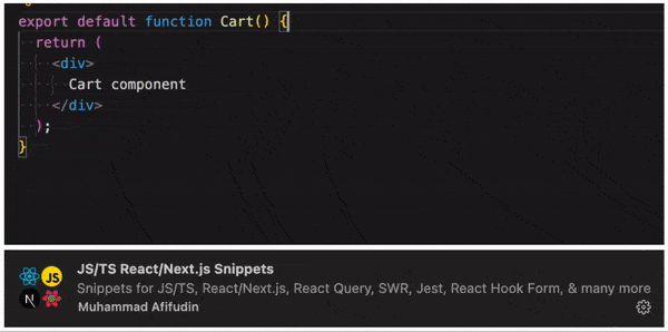 VScode JS/ts react/next.js fragmenten - Fragmenten voor JS/TS, React/Next.js, React Query, SWR, en meer media 6