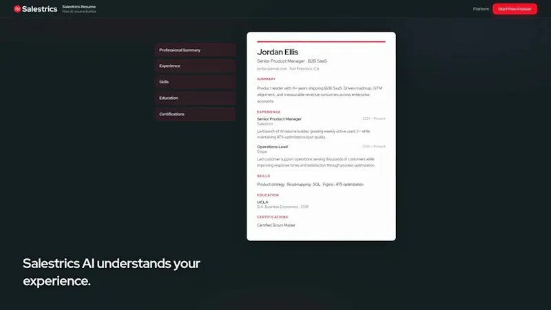 AI Resume Builder by Salestrics screenshot 1 (video preview)