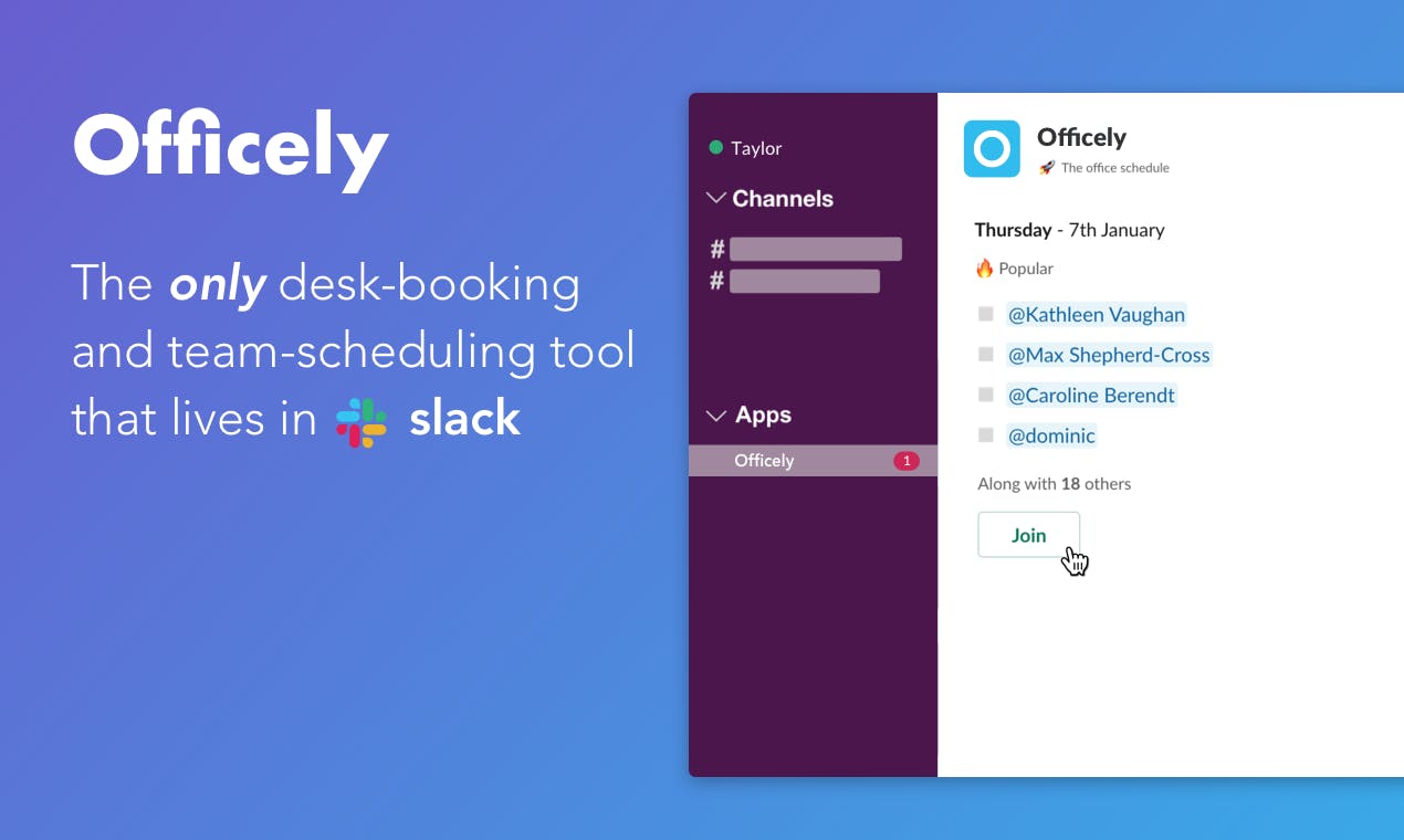 Officely - The only desk booking tool that lives in Slack | Product Hunt