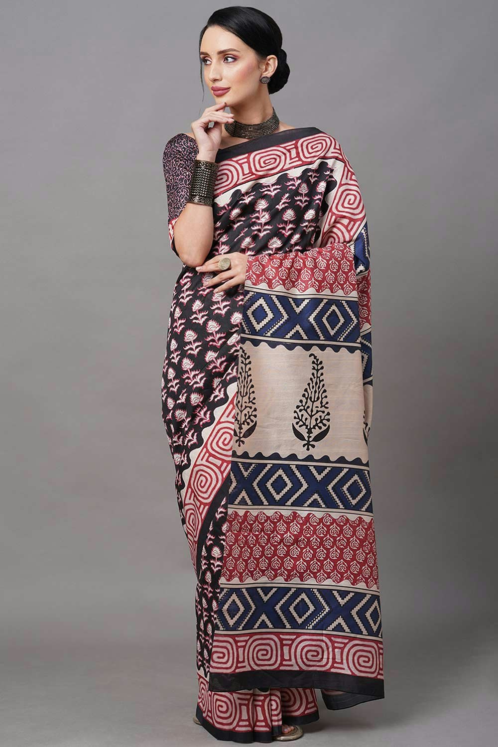 Gracie Georgette Purple Printed Designer