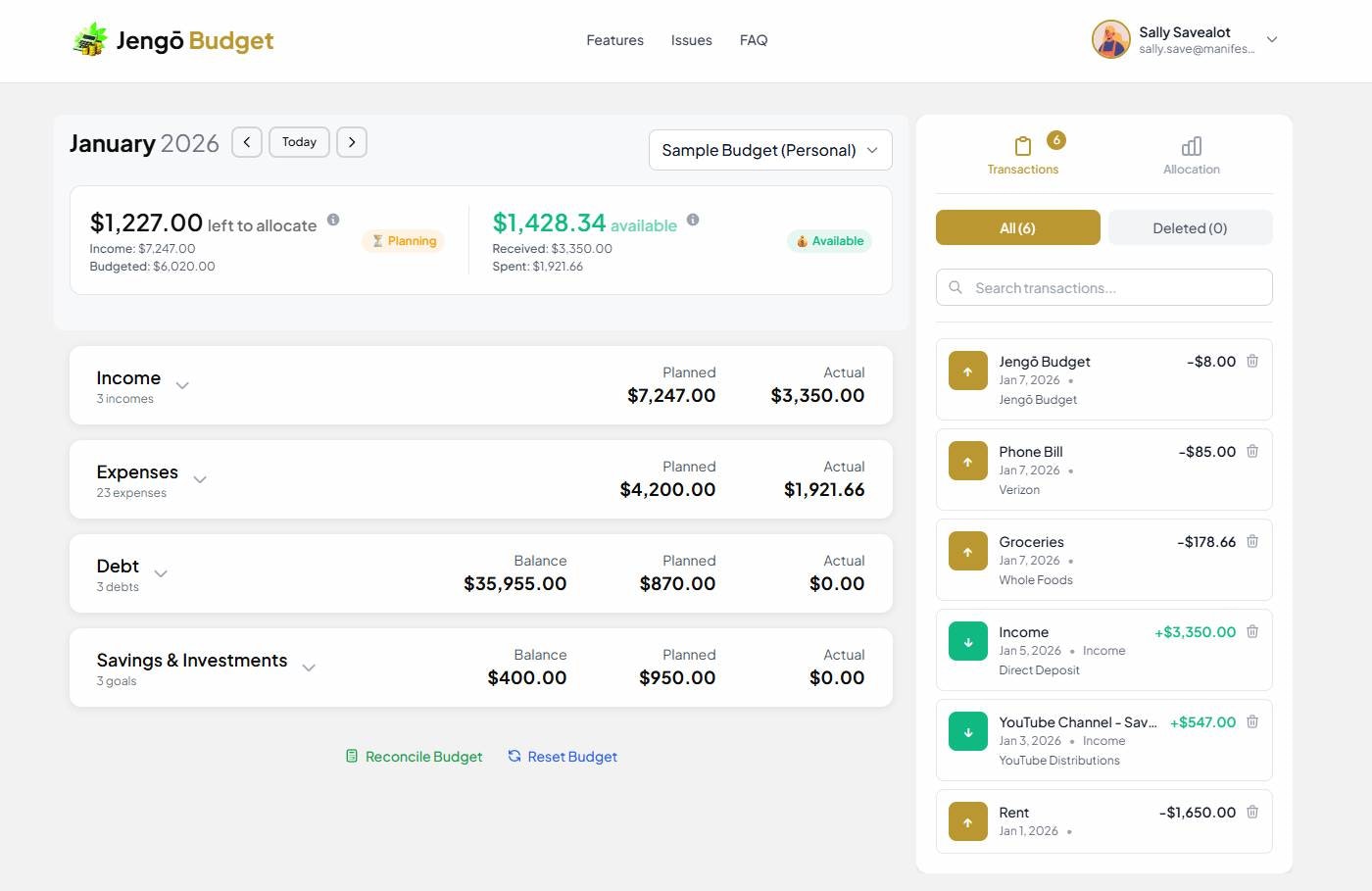 JengōBudget, simple zero-based budgeting gallery image
