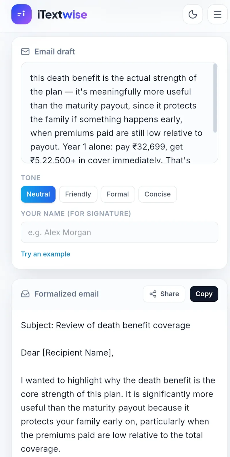 iTextwise screenshot 2