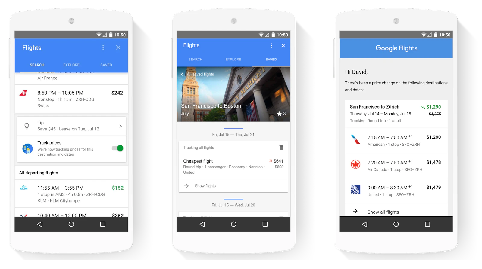 Track airfare changes with Google Flights