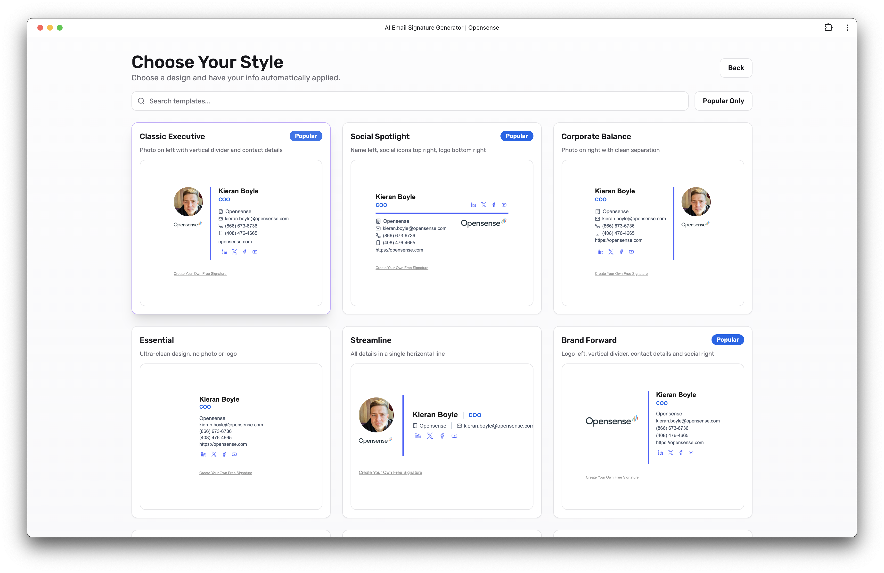 Opensense AI Email Signature Generator gallery image