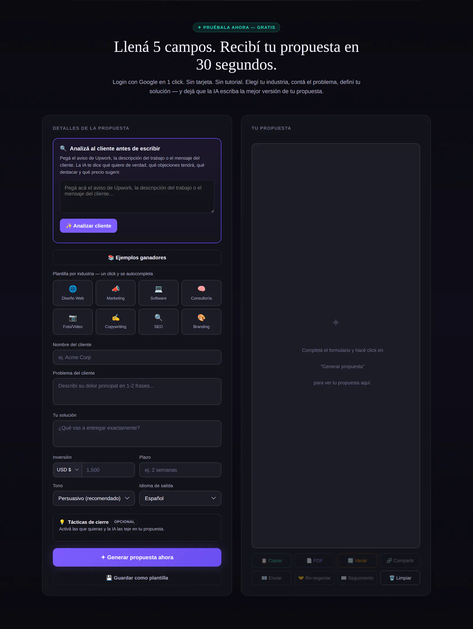 ProposalGenia screenshot 2