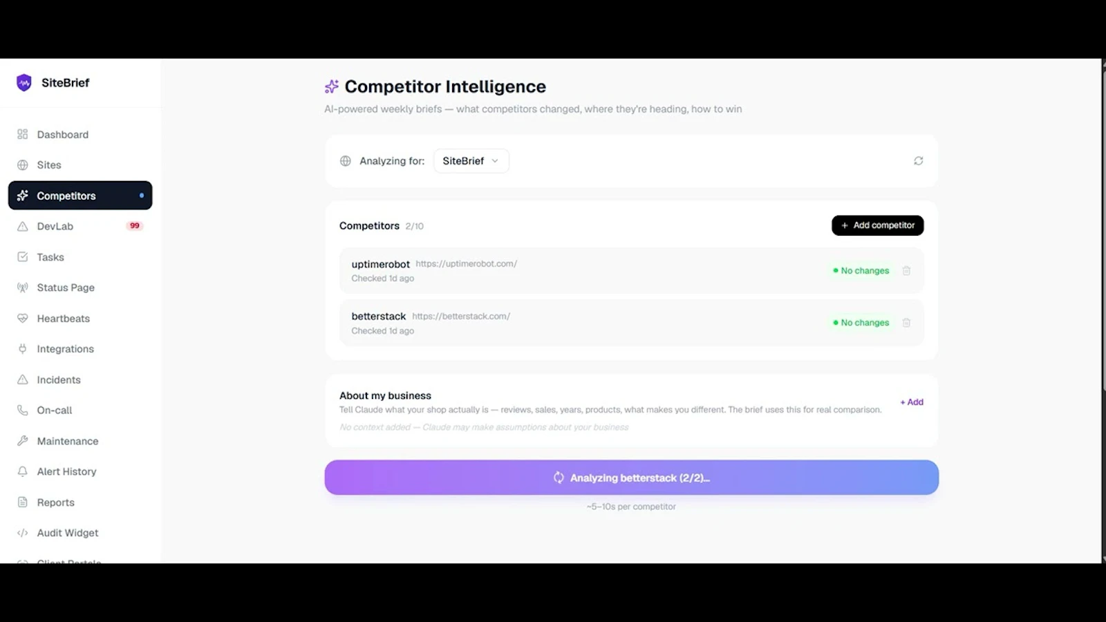 SiteBrief screenshot 1 (video preview)