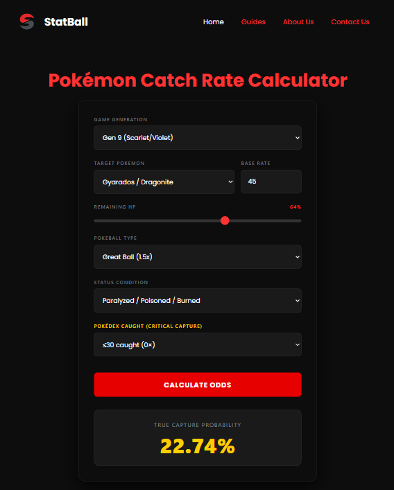 StatBall - Pokémon Catch Rate Calculator gallery image