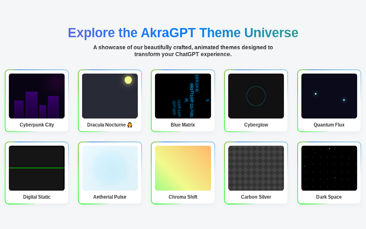 AkraGPT: Themes & UI Styles for ChatGPT gallery image