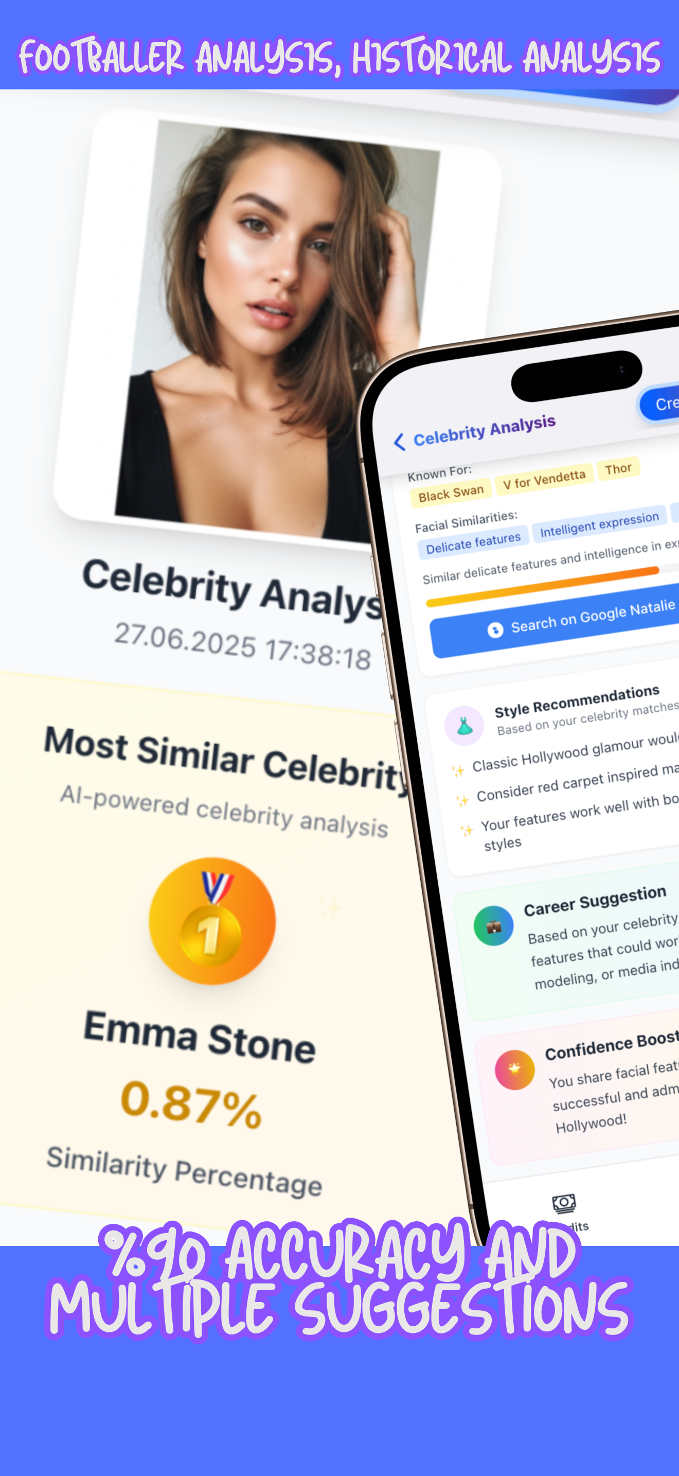 Vismetrie gezichtsanalyse - AI Face Analysis: ontdek uw lookalikes, persoonlijkheid media 4
