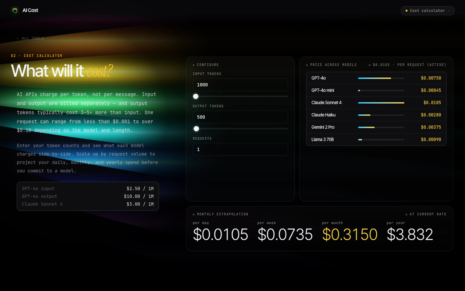 AI Cost —Token Counter & Cost Calculator screenshot 2