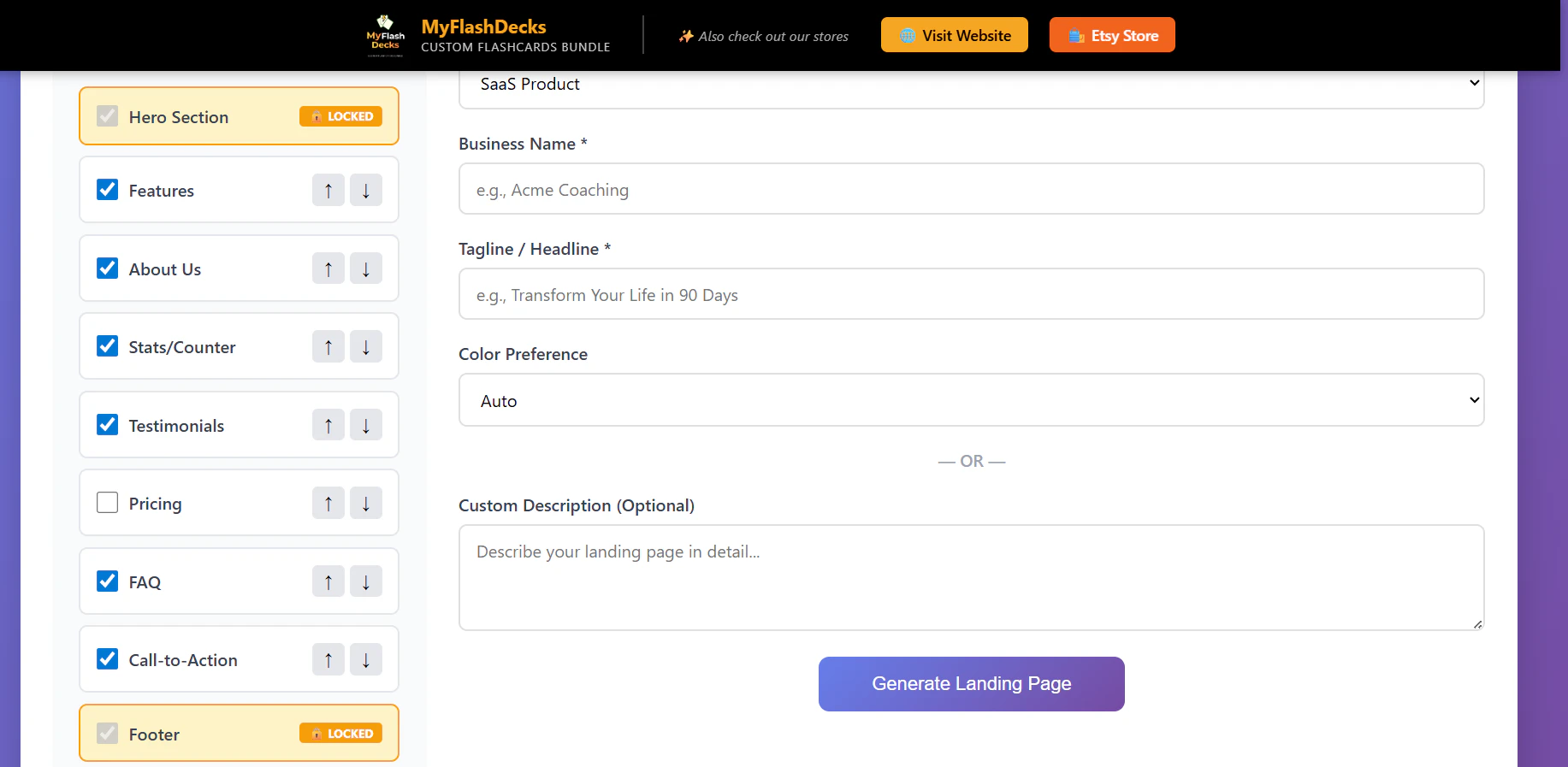 Landing Page Generator screenshot 2