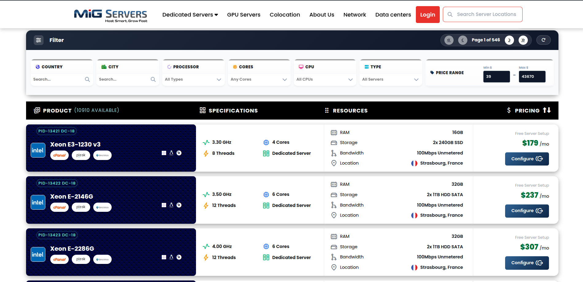 MIG servers - Screenshot 5 showing product features and functionality