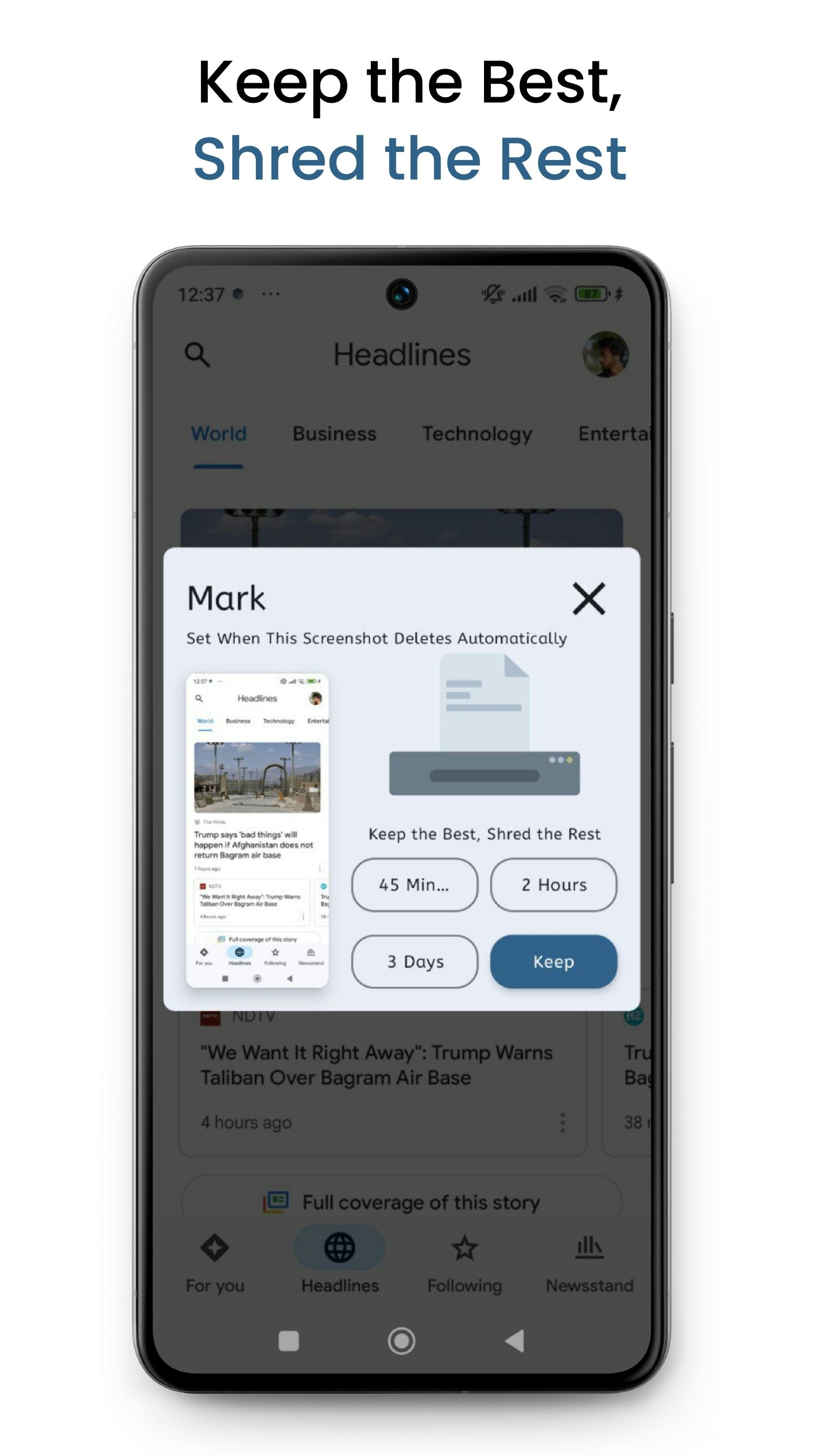 Média Mark - Déb d'une capture d'écran automatique - L'application vous aide à supprimer automatiquement les captures d'écran temporaires. 6