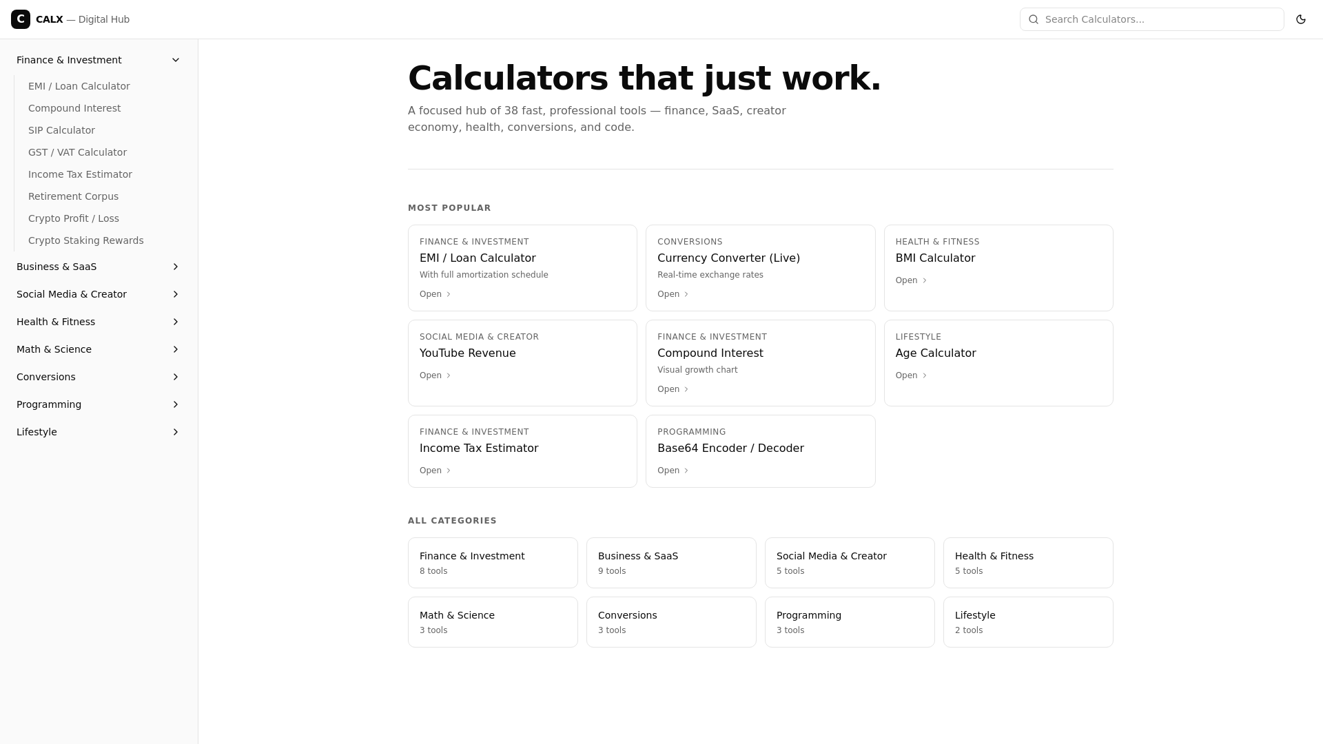 CALX -38 Free Online Calculators & Tools gallery image