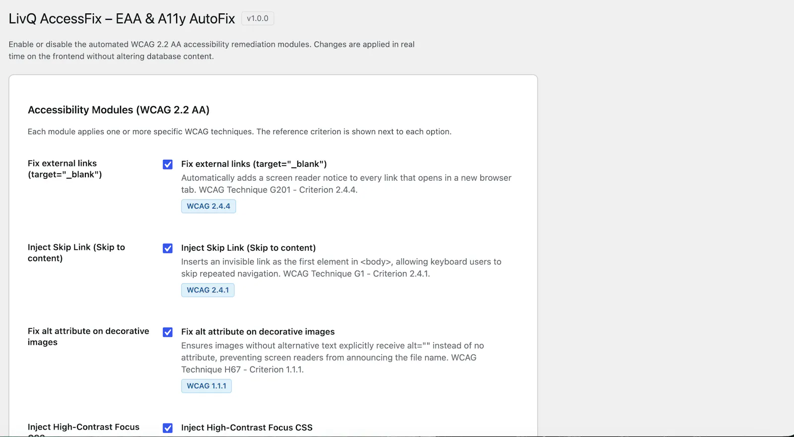 LivQ AccessFix screenshot 4