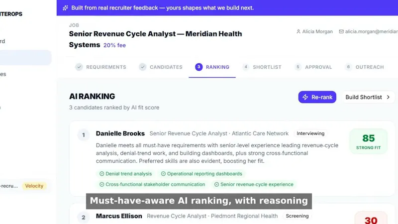 RecruiterOps screenshot 1 (video preview)