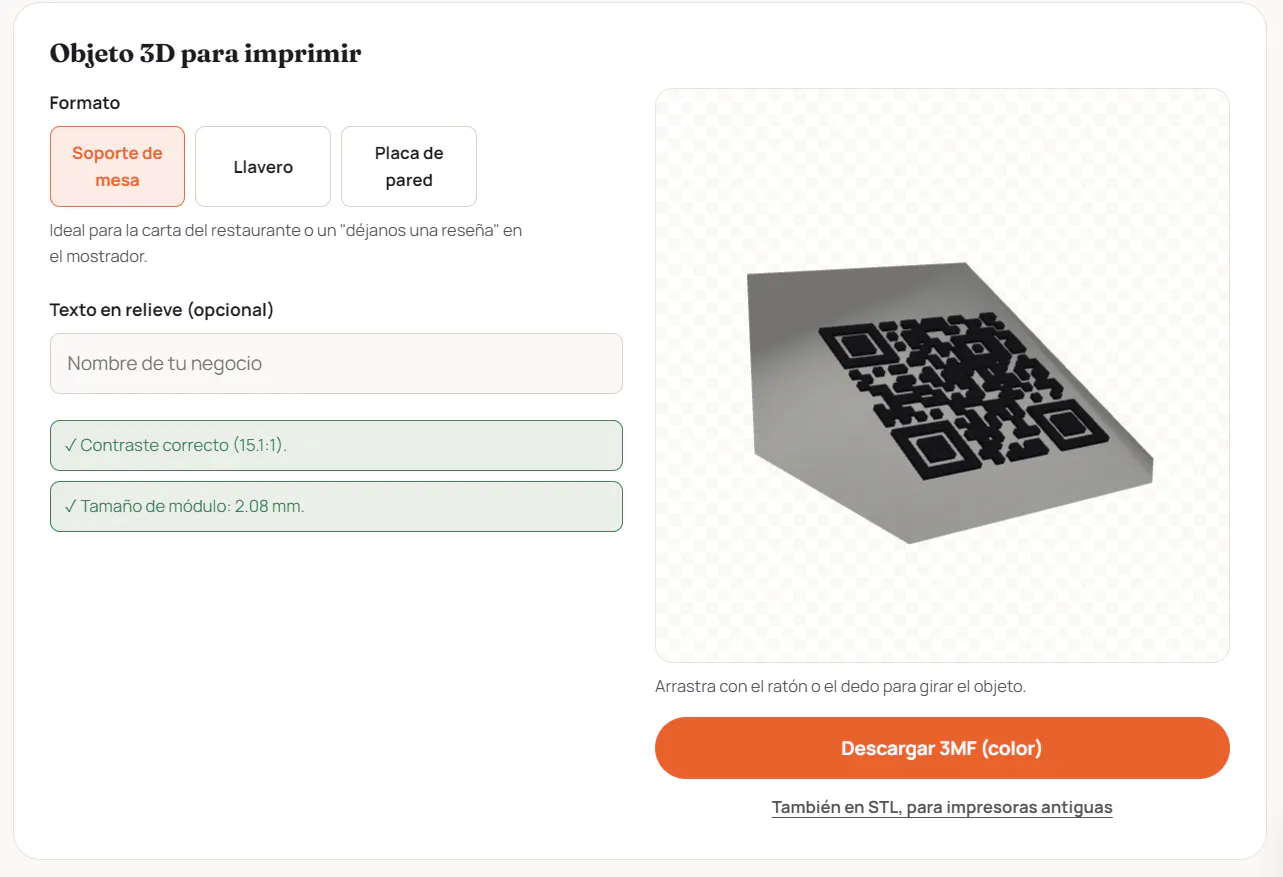 QR3Dprint screenshot