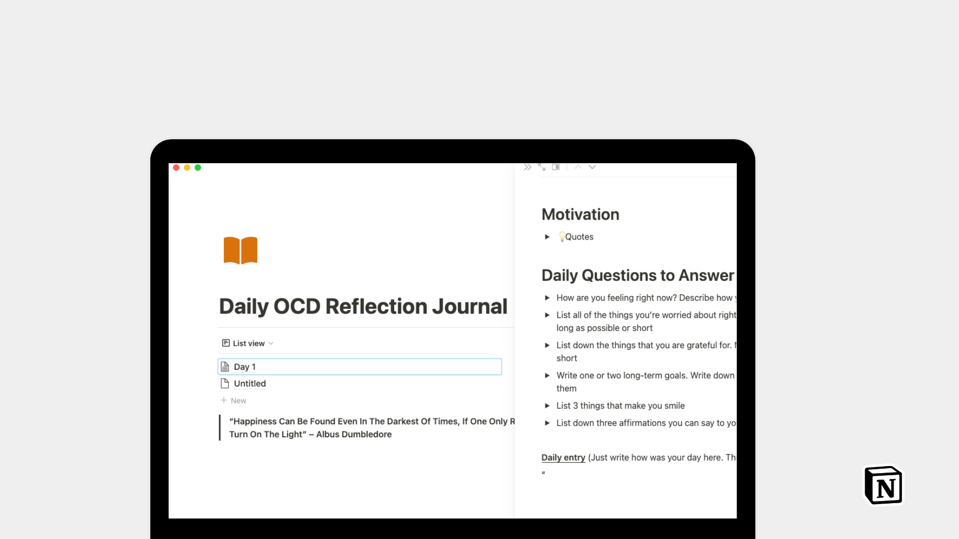 Media Perjalanan Refleksi OCD Harian - Menangkap pemikiran anda 2