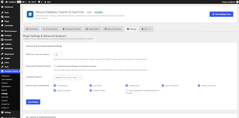 Nexura Database Cleaner & Optimizer screenshot 5