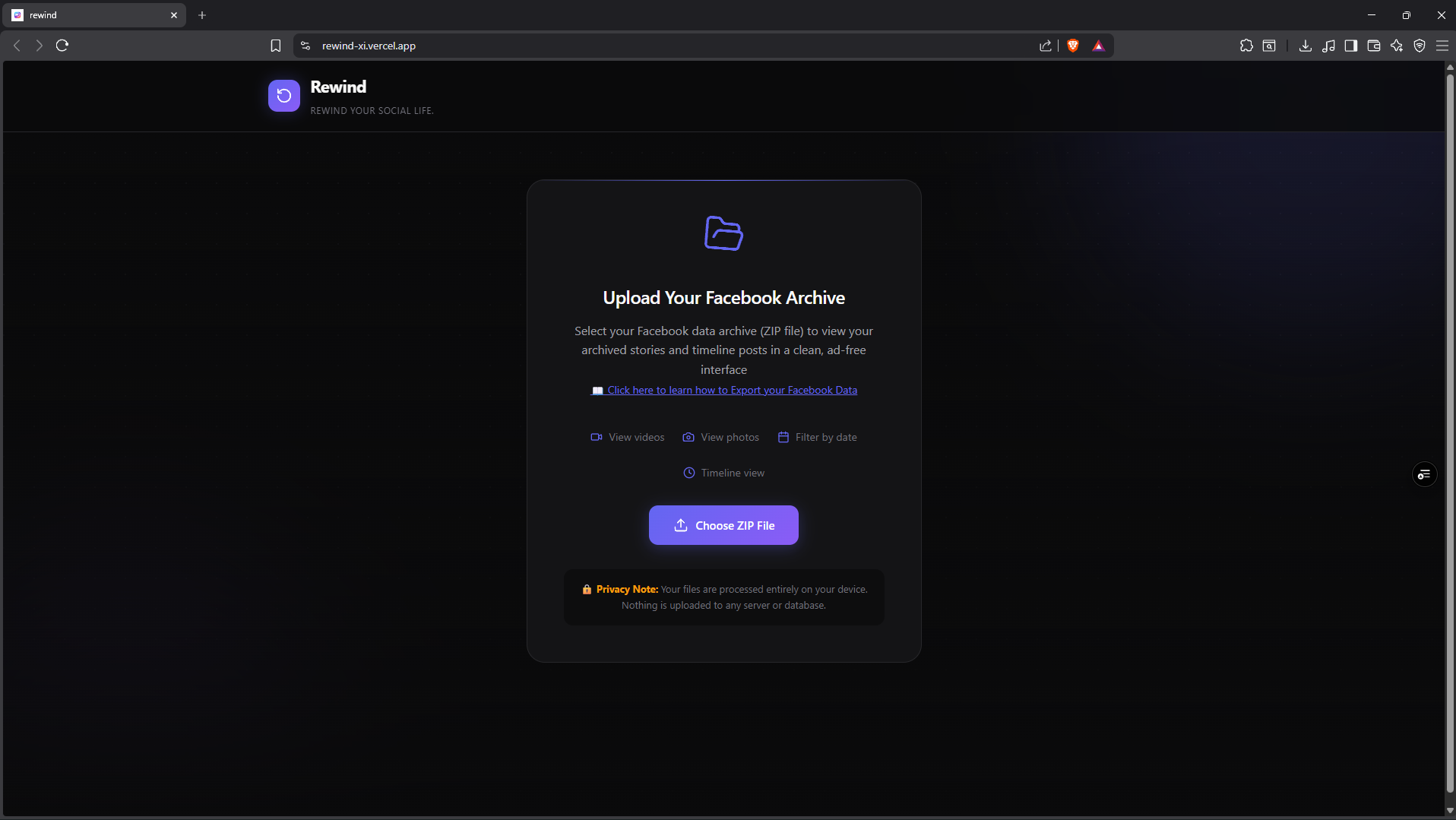 rewind - Main product screenshot demonstrating key features and user interface