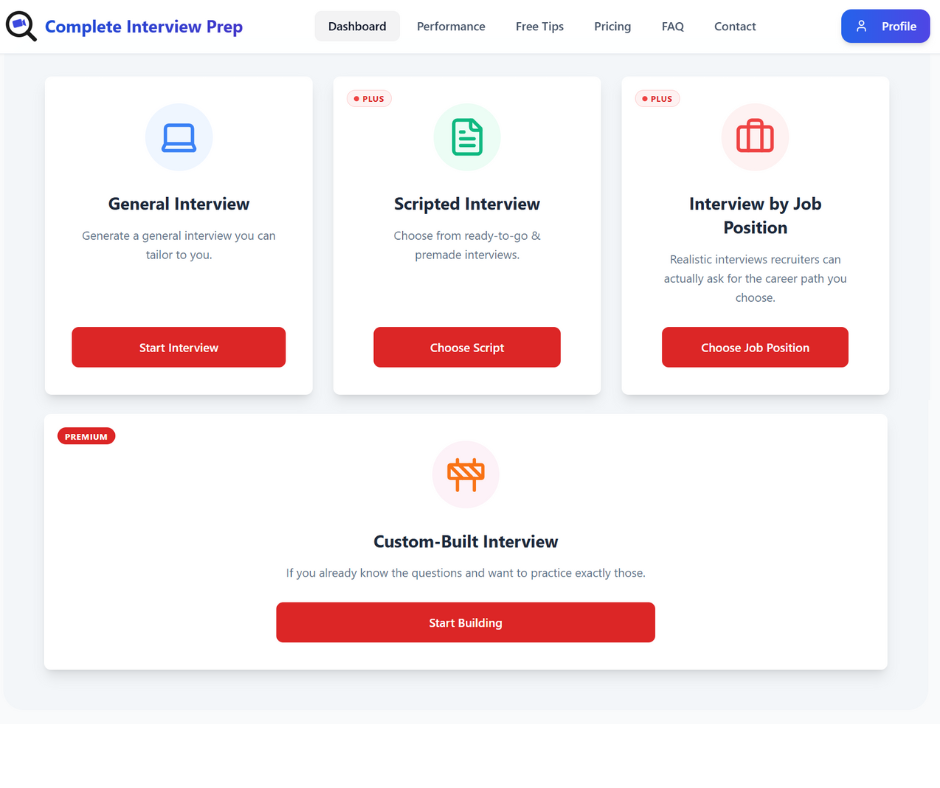 Complete Interview Prep - Screenshot 2 showing product features and functionality