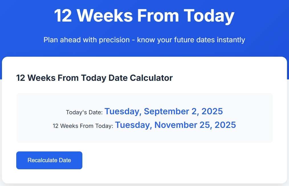 12 settimane da oggi - Calcola le date future e pianifica in anticipo media 1
