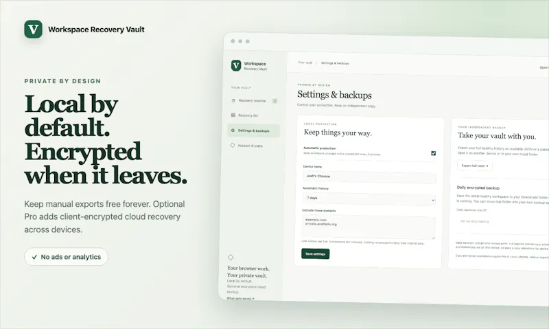 Workspace Recovery Vault screenshot 2