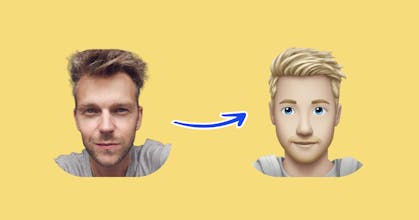 表情贴加工程序的实例 - 将一个人的自拍照转换成表情符号，为数字对话增添了一抹个性。