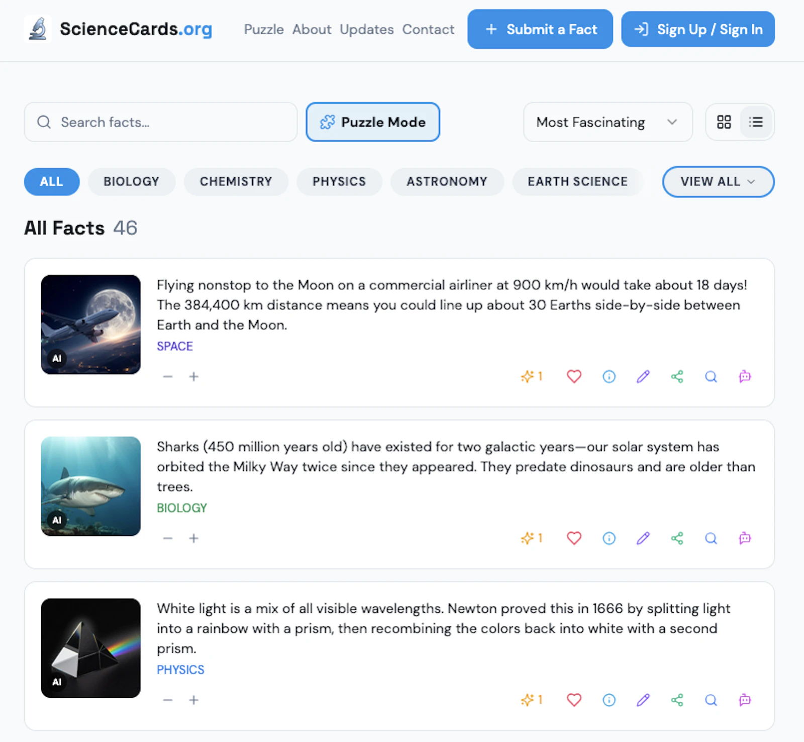 ScienceCards.org screenshot 2
