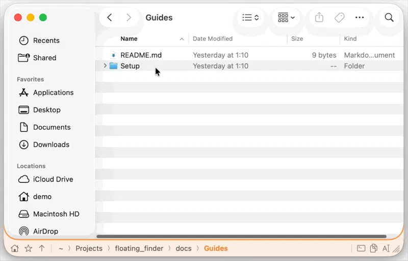Floating Finder screenshot 1