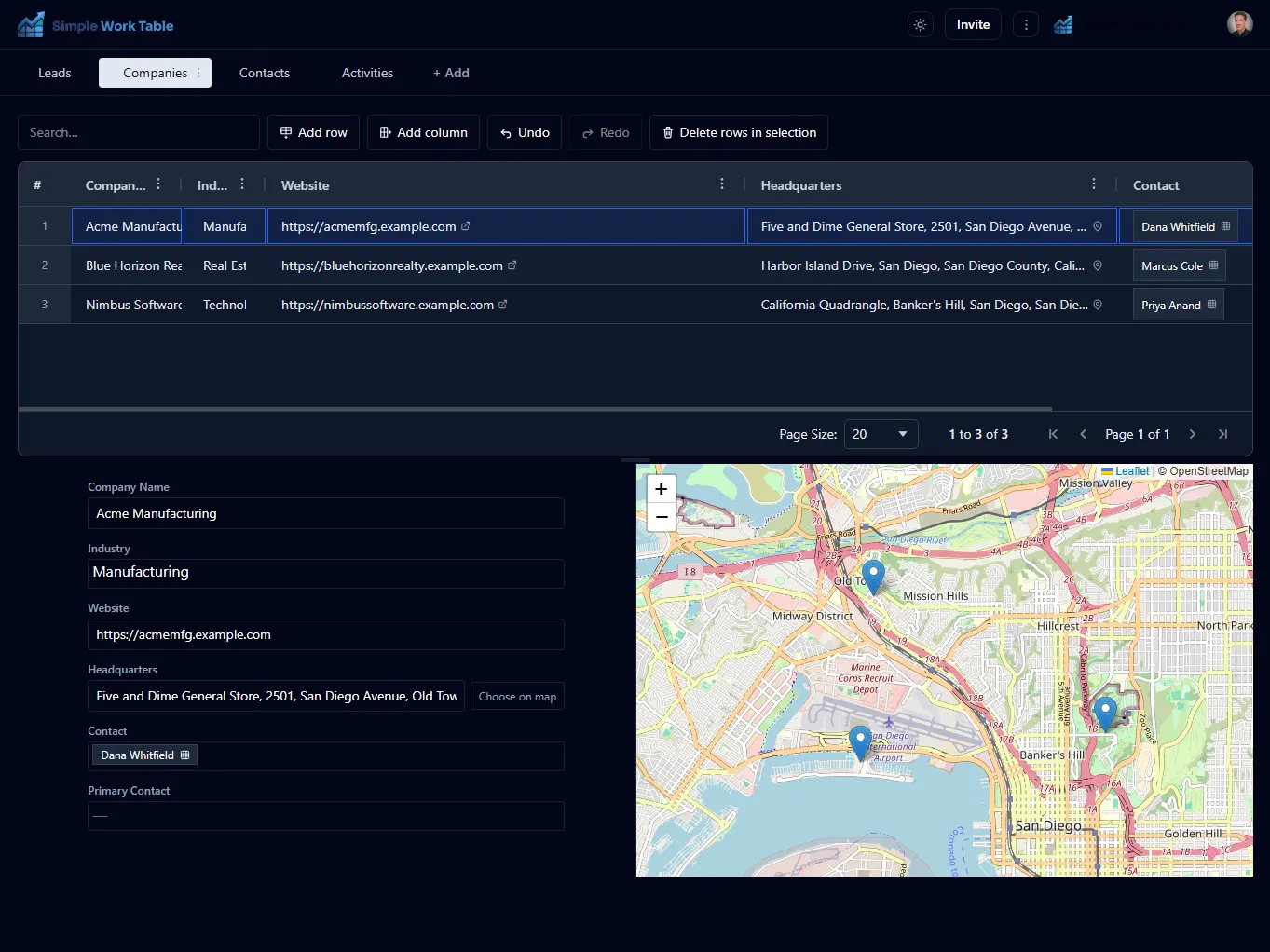 SimpleWorkTable.com [ lead tracker/CRM ] gallery image