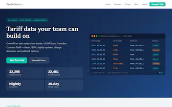 TradeFacts.io — US & Canada Tariff API gallery image