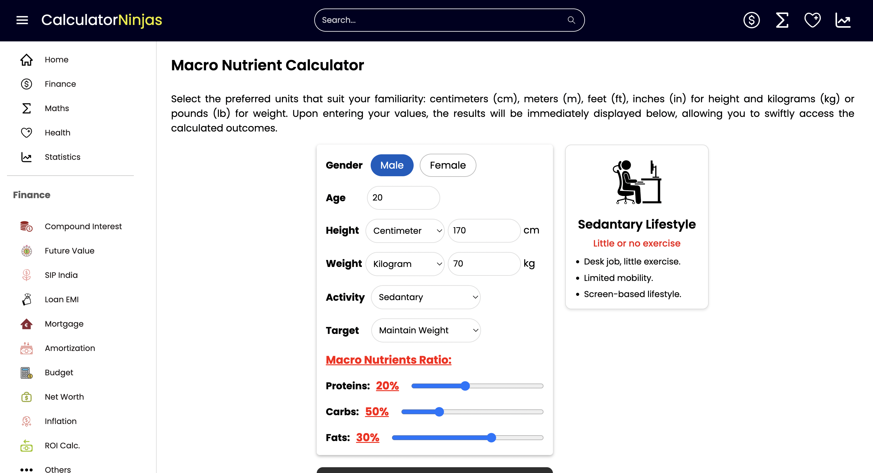 Media Calculatorninjas - Kalkulator Dalam Talian Ultimate untuk Kewangan, Kesihatan, Statistik dan Matematik 8