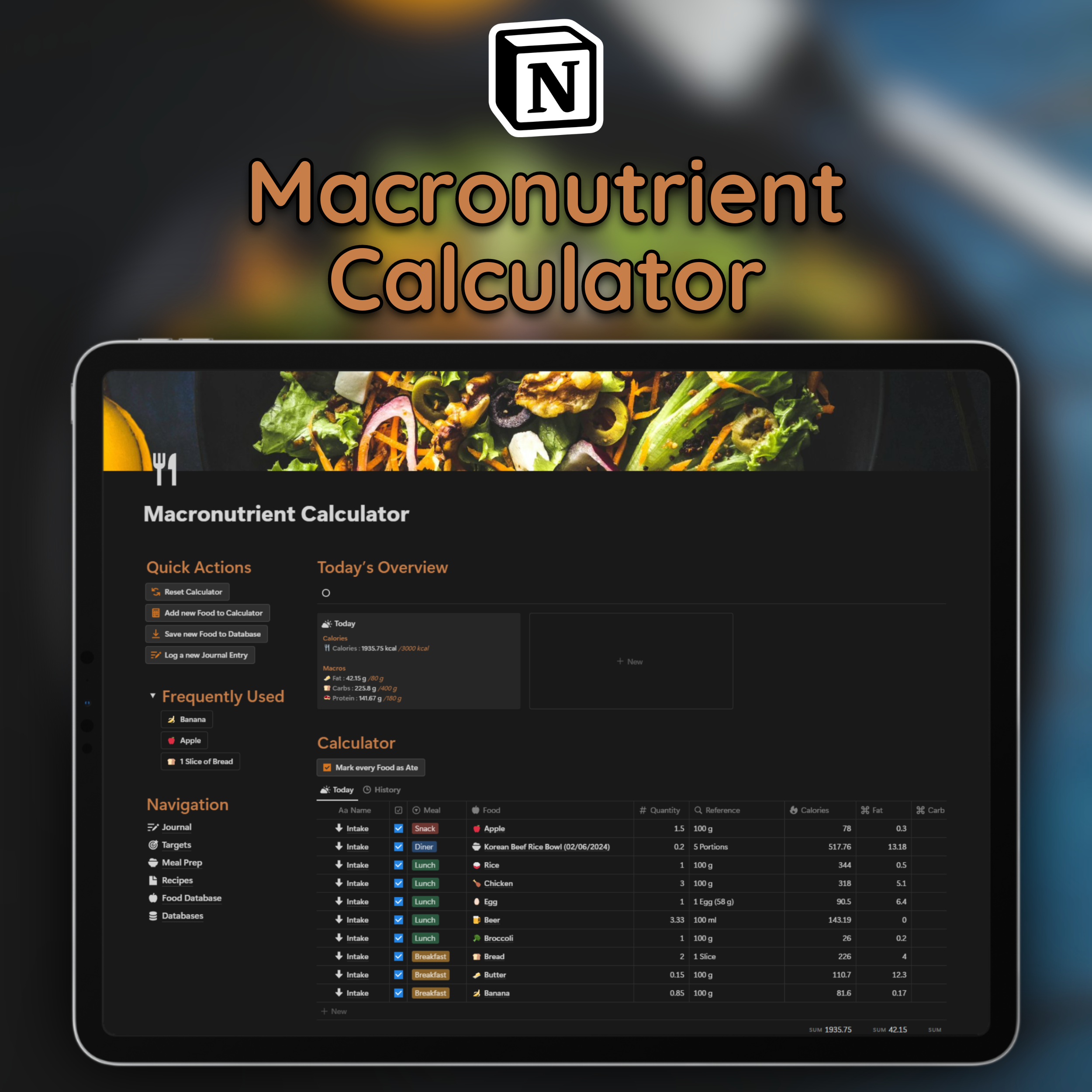 Notion Macronutrients Calculator