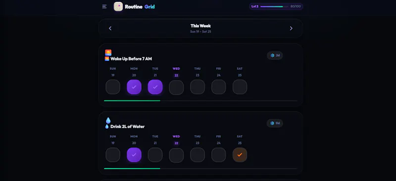RoutineGrid screenshot 2