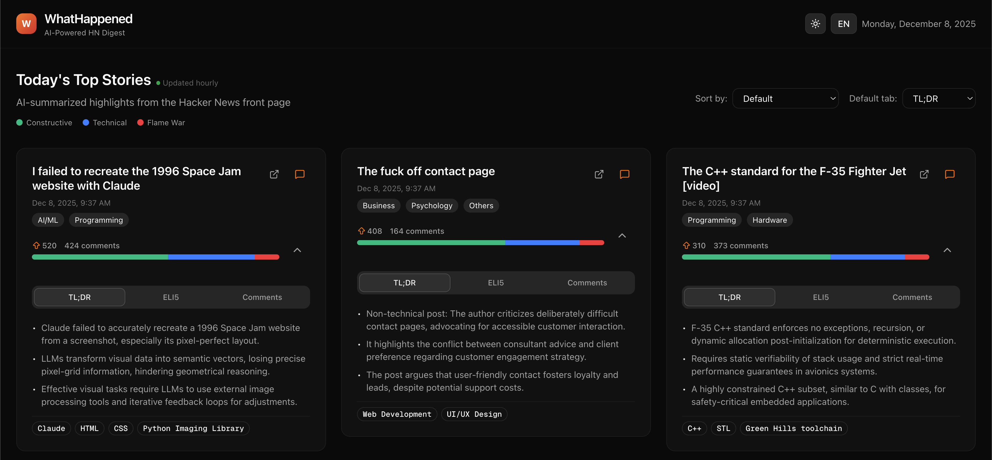 WhatHappened - Main product screenshot demonstrating key features and user interface