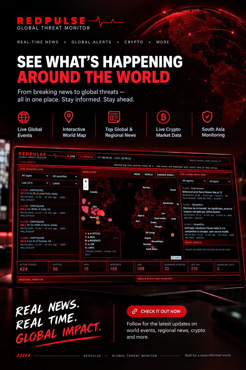 RedPulse - Global threat monitor gallery image