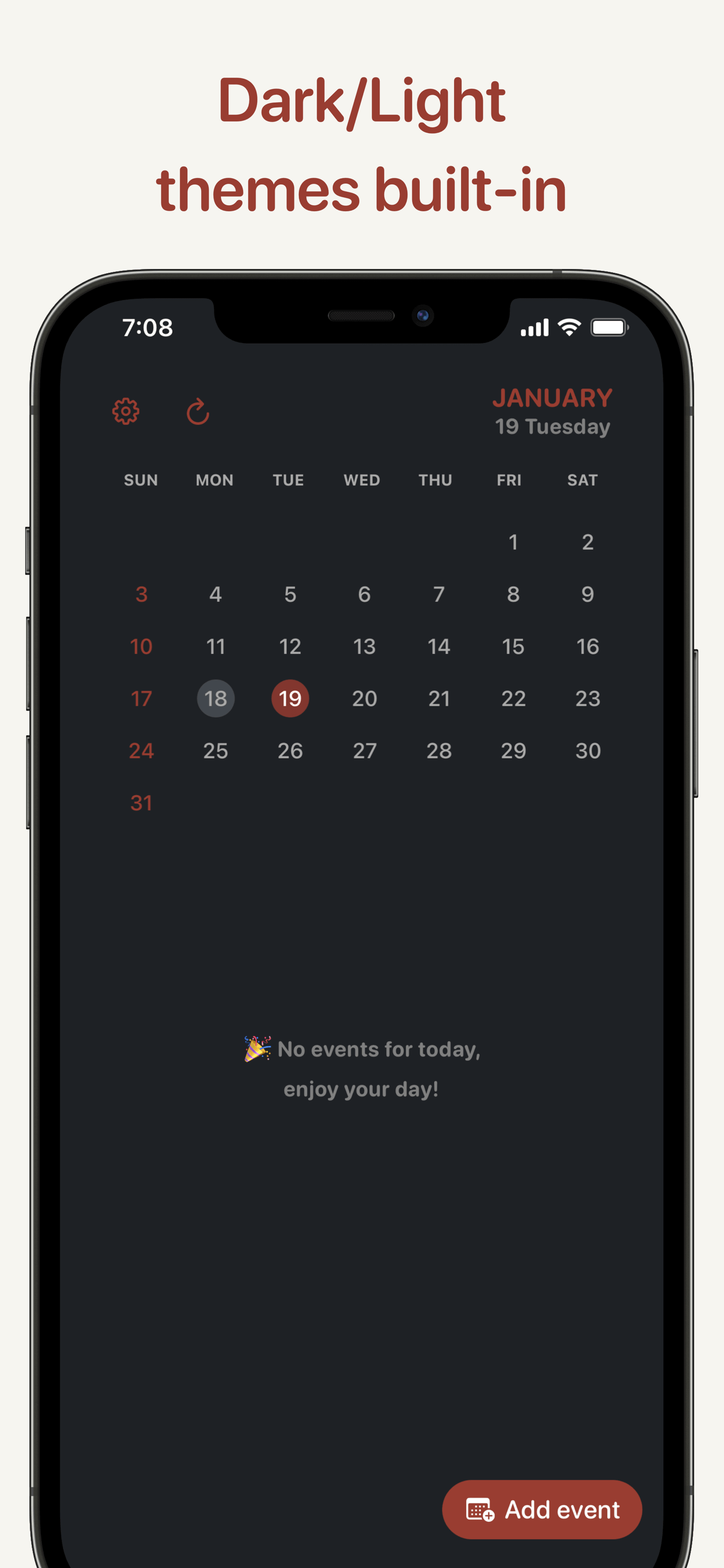 Clendar - a minimal calendar app gallery image