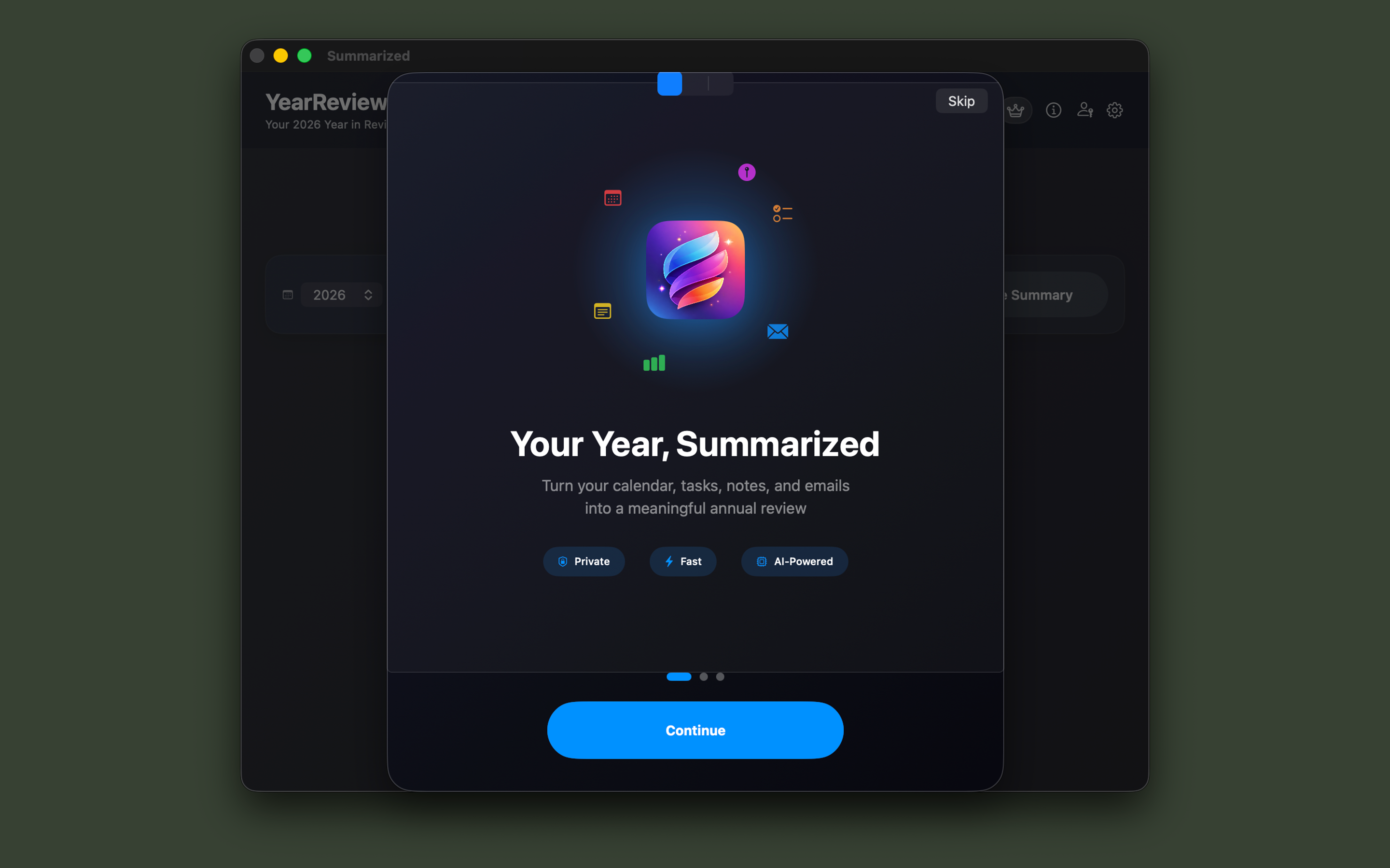 Summarized - Life in Review - Main product screenshot demonstrating key features and user interface