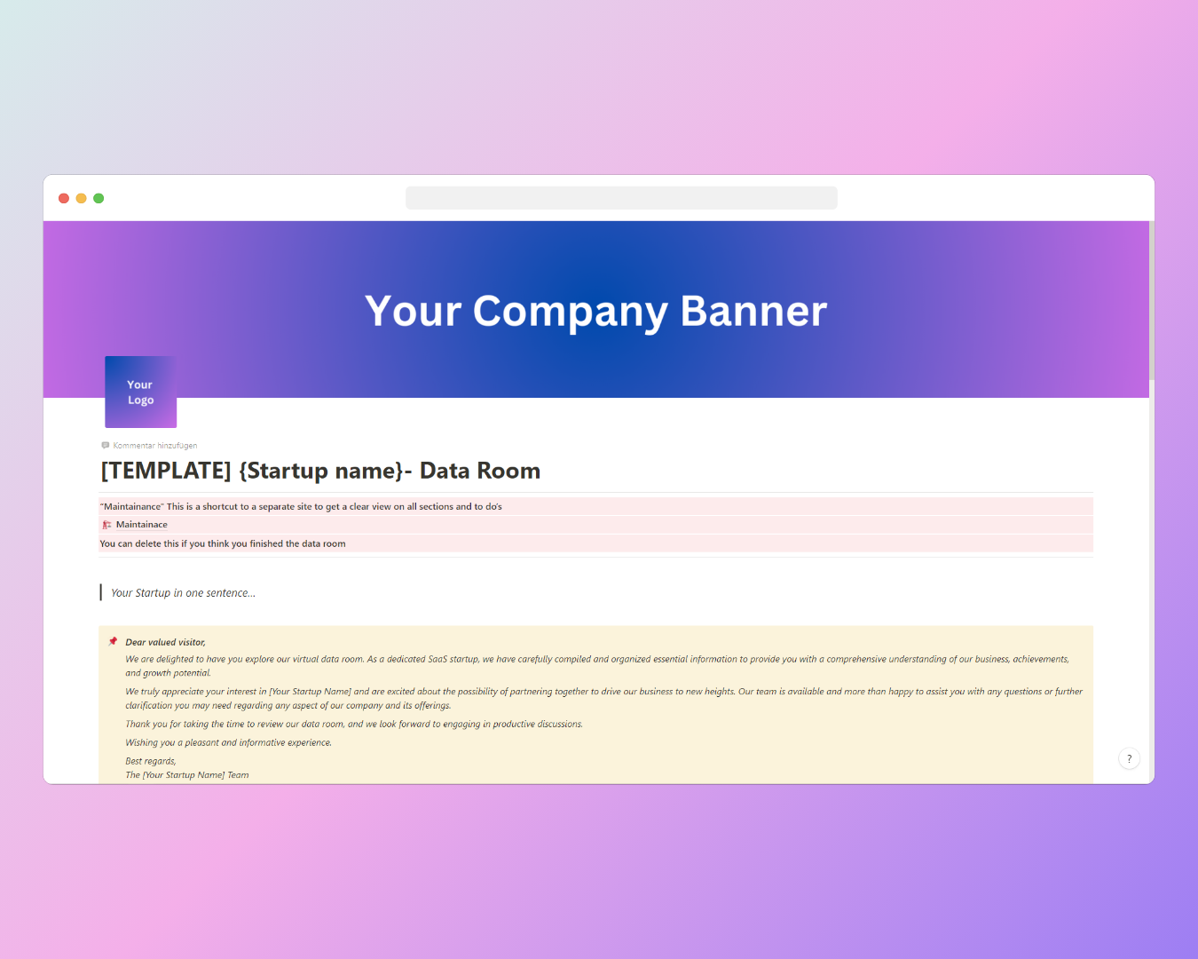 SaaS Startup Virtual Data Room [Notion] - จัดระเบียบข้อมูลชนะนักลงทุนยกระดับการเริ่มต้นของคุณ media 2