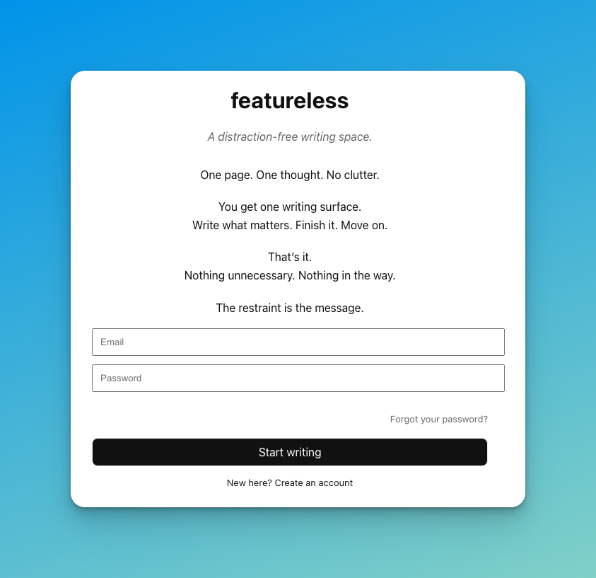 featureless - Main product screenshot demonstrating key features and user interface