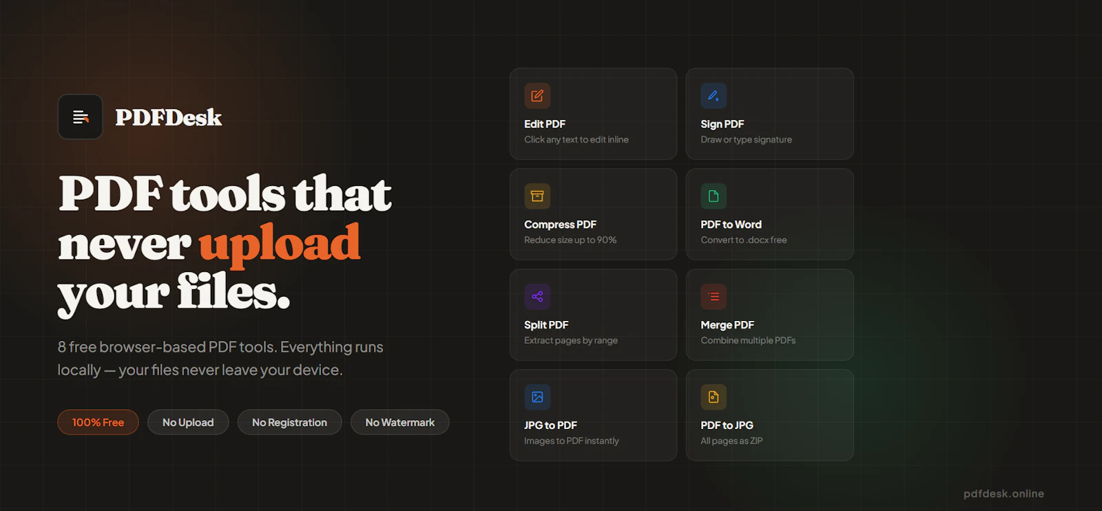PDFDesk — Free Online PDF Tools screenshot 1