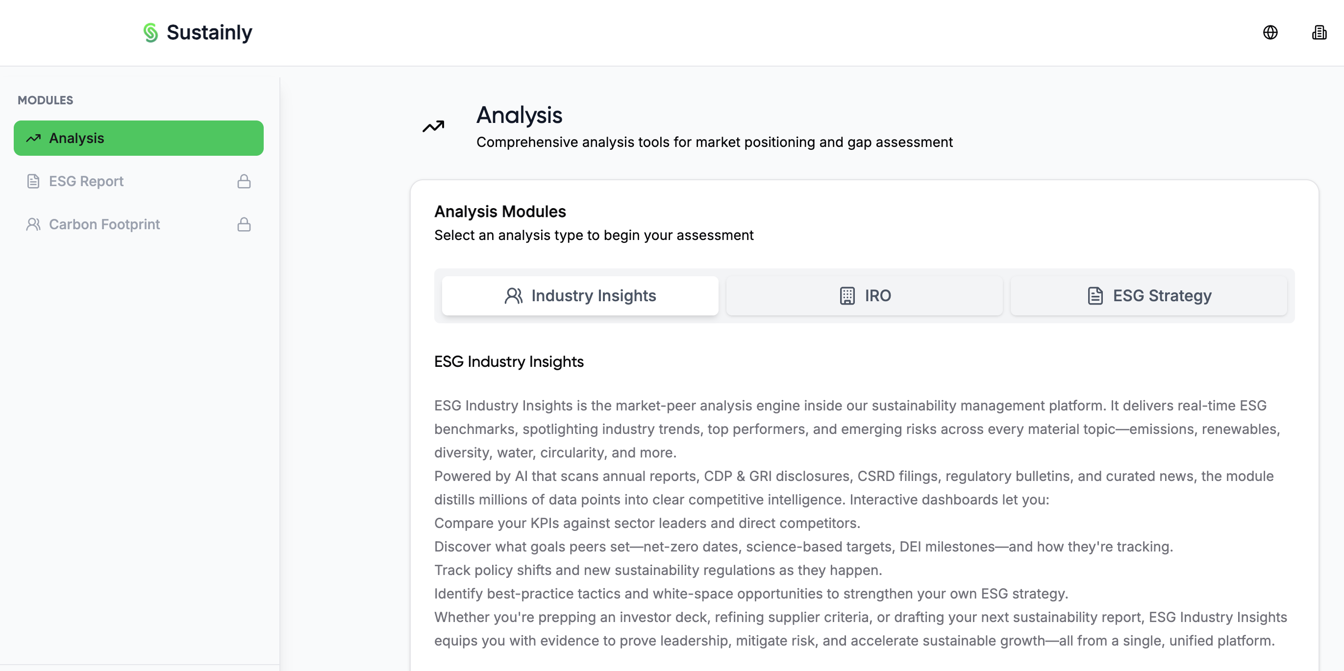 Sustainly MVP - Main product screenshot demonstrating key features and user interface