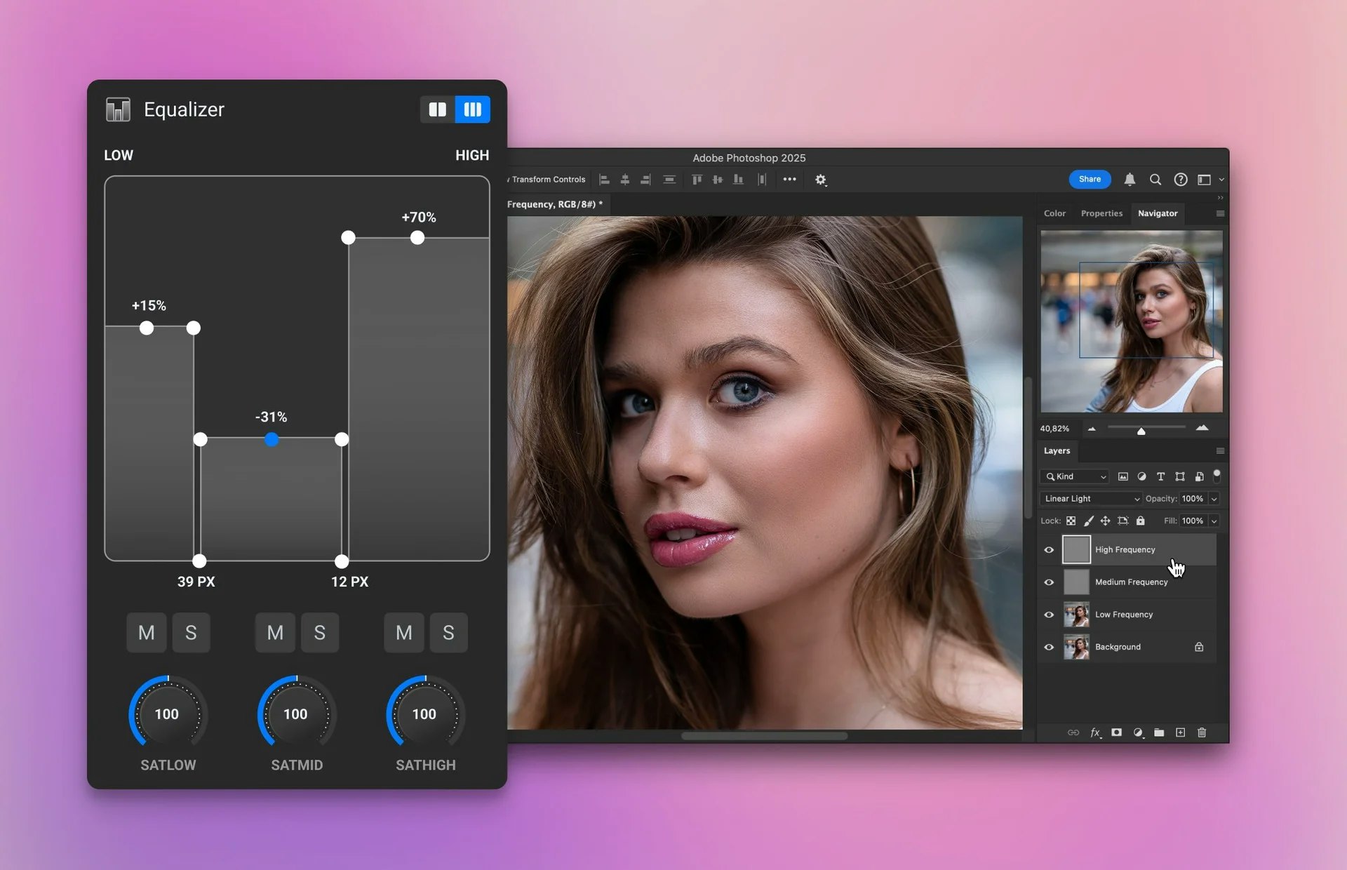 Retouch4me Frequency separation - Main screenshot showing features and interface